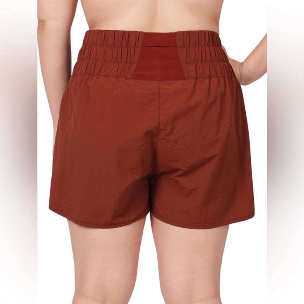 NWT! PLUS Copper Windbreaker Smocked Waistband Running Shorts - Picture 2 of 2